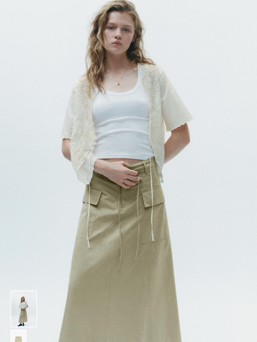 Zara Khaki Maxi Utility Skirt